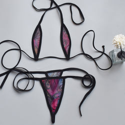 Image of Foreign trade ultra-small mini see-through bikini three-point adult sex game underwear set strap-free V012
