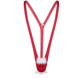 Image of Christmas deer erotic lingerie men's reindeer bell erotic suspender panties holiday carnival party outfit