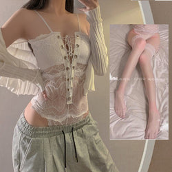 Image of sexy pajamas transparent erotic lingerie lace one-piece dress free to take off crotch uniform temptation uniform set