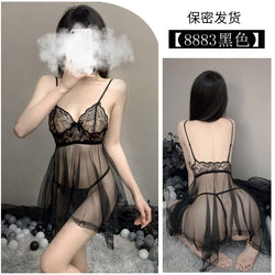 Image of I want to try sexy lingerie, sexy see-through outfit, lace leaking breasts, see-through adult open-end jumpsuit, uniform temptation