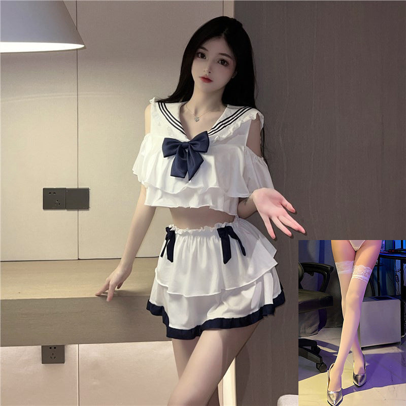 Image of Erotic lingerie maid costume small breasts big Japanese student costume pure desire temptation pajamas pure love sexy JK uniform girl