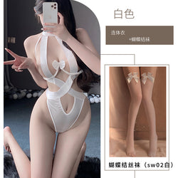 Image of Mei Zhilan European and American cutout erotic lingerie sexy strap cross bondage jumpsuit transparent suspenders backless outfit