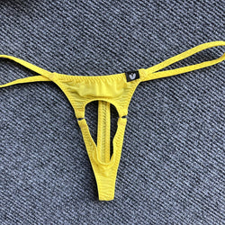 Image of [factory] gay loose ice silk men's Thong pants low waist leaky J underwear sex men's thong