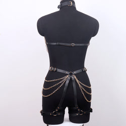 Image of fashion alternative sm bondage pants leather adult bondage bondage clothes couple leggings chain accessories sex products wholesale