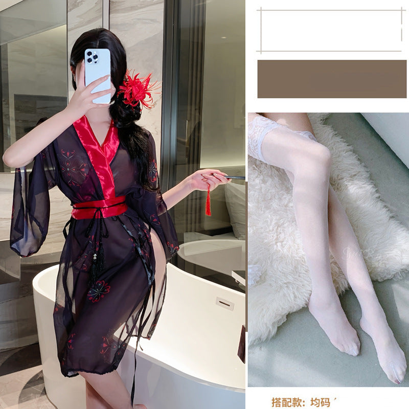 Yanyan erotic underwear uniform sexy pure desire free to take off qqny pajamas battle robe Hanfu see-through kimono clothes set