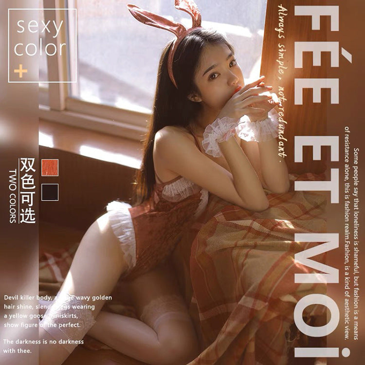 Image of Sexy opening no bunny girl erotic uniform set cos cat girl erotic lingerie Halloween costume