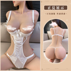 Image of Mansvika sexy lingerie sexy opening leaking breast jumpsuit small breast uniform bed passionate pajamas 2041