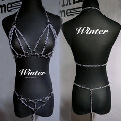 Image of adult alternative sm erotic lingerie accessories metal chain clothes uniform temptation hollow bondage pure lust sexy sassy