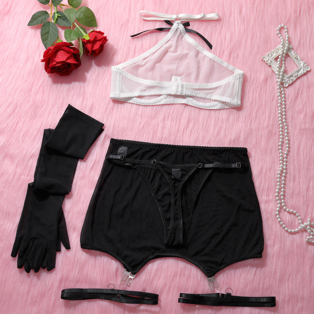 Image of Lingerie women's suits, European and American popular manufacturers, women's short skirts, mesh, sexy see-through cross-border erotic underwear