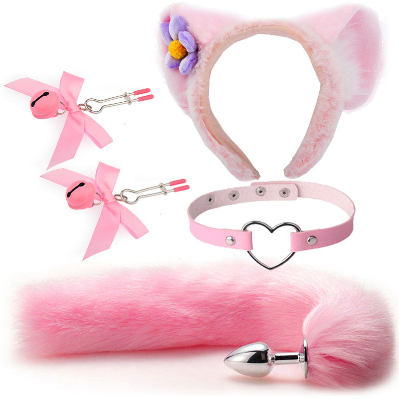 Sex mask ear hairpin backyard anal plug female supplies sm metal fun suit fox tail four-piece set