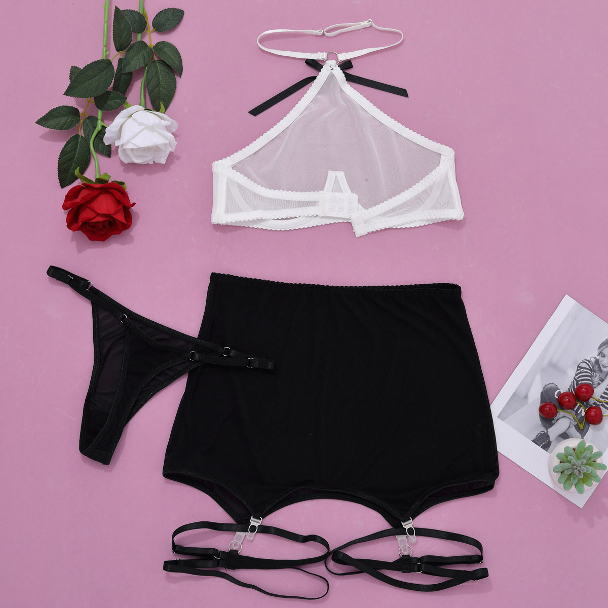 Lingerie women's suits, European and American popular manufacturers, women's short skirts, mesh, sexy see-through cross-border erotic underwear