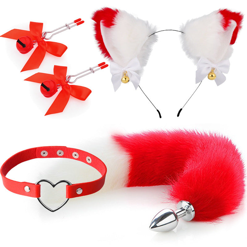 Sex mask ear hairpin backyard anal plug female supplies sm metal fun suit fox tail four-piece set