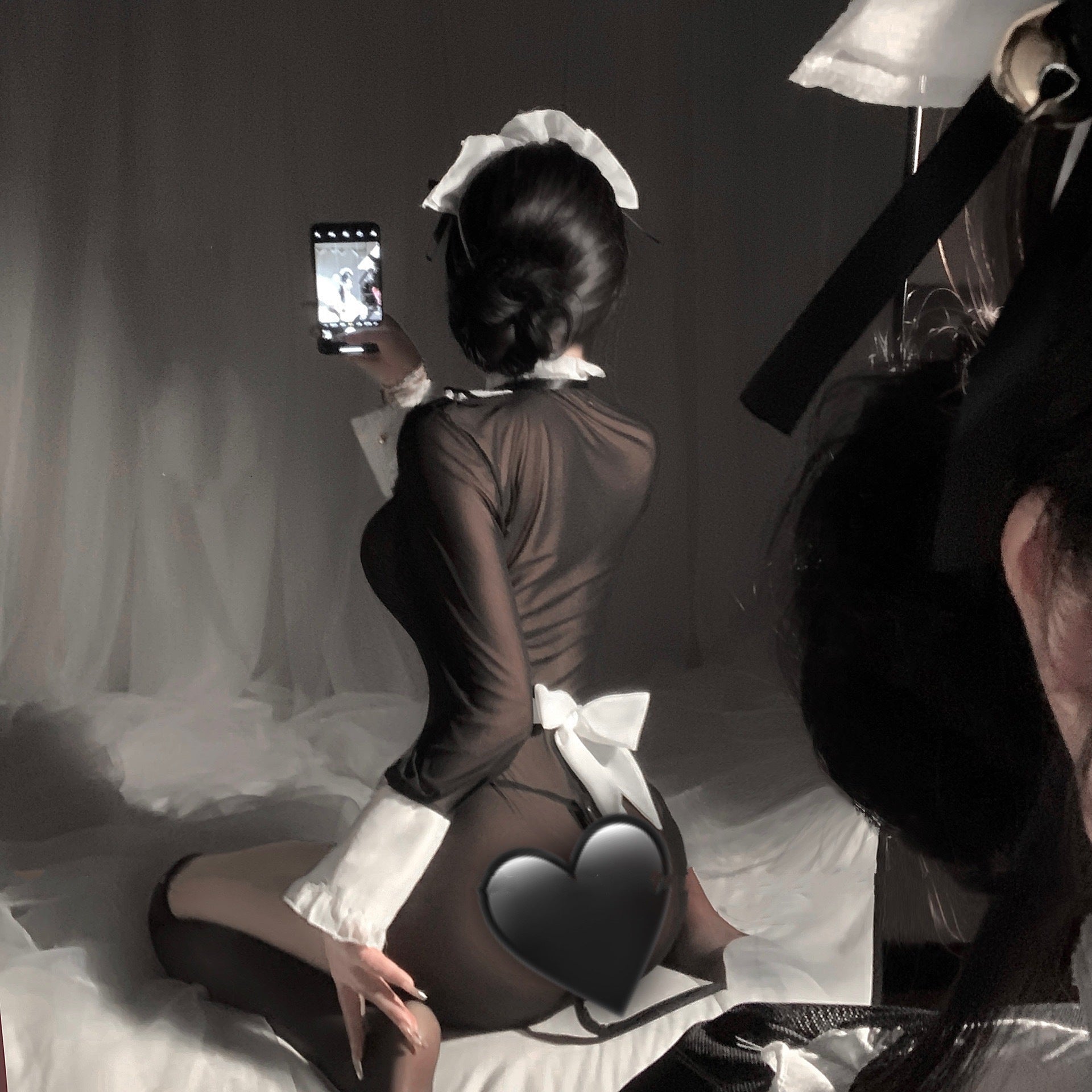 Erotic lingerie sexy pure desire maid costume uniform temptation without taking off sexy mesh see-through outfit maid passion suit