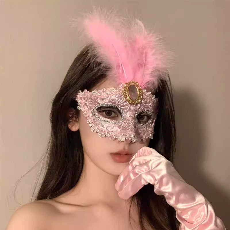 Makeup Masquerade Party Sexy Half Face Makeup Woman Half Face Sex Lace Mask Halloween Feather Face Mask