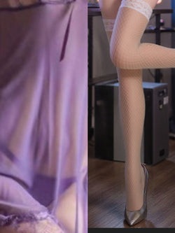 Image of plus size sexy pajamas extreme seduction see-through erotic lingerie sassy lace transparent nightdress passion sundress set