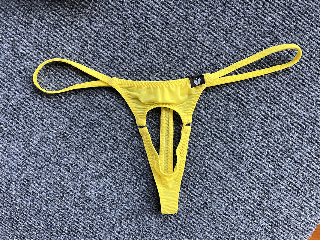 [factory] gay loose ice silk men's Thong pants low waist leaky J underwear sex men's thong