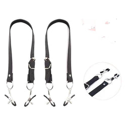 Image of Adult couple flirting sex products wholesale female penis clamp pleasure device four clip breast clip sex toys