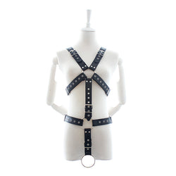 Image of SM bondage one-piece erotic leather erotic underwear male gay abuse male slave sm props bondage male chest strap