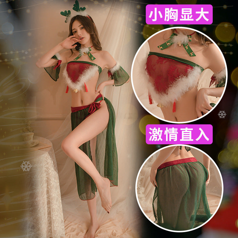 Erotic underwear, Christmas combination, uniform, Halloween, cosplay set, national style belly pocket, flying Hanfu, dropship