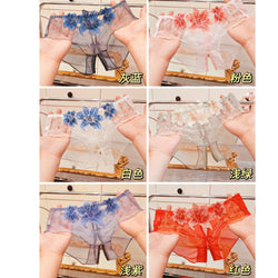 Image of A dropshipping summer thin embroidery hollow open mesh transparent sexy underwear women’s traceless low-waisted new