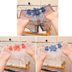 Image of A dropshipping summer thin embroidery hollow open mesh transparent sexy underwear women’s traceless low-waisted new