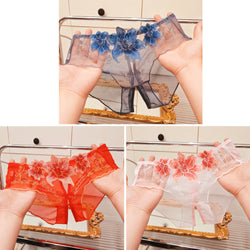 Image of A dropshipping summer thin embroidery hollow open mesh transparent sexy underwear women’s traceless low-waisted new
