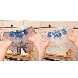 Image of A dropshipping summer thin embroidery hollow open mesh transparent sexy underwear women’s traceless low-waisted new