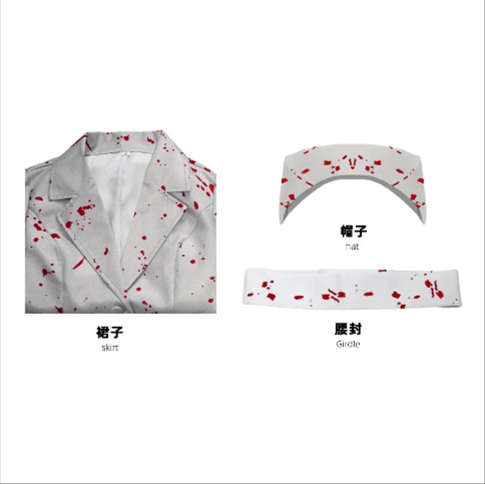 Image of Halloween Costume Women Nurse Cosplay Silent Hill Remake Horror Zombie Nurse Cosplay Dress Uniform Set Performance Costumes 2024