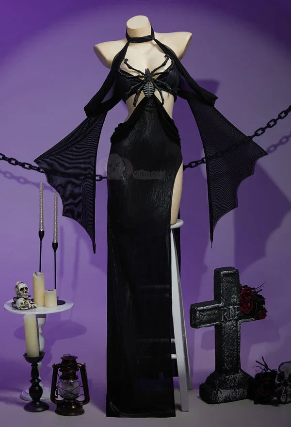 Anime Dark Gothic Sexy Cosplay Costume Dark Gothic Spider Bride Dress Sexy Lingeries Private Photo Shoot Female - S