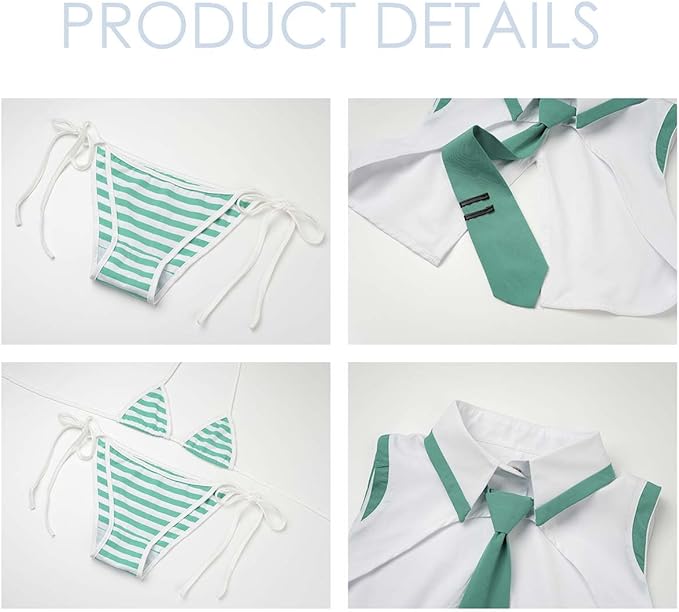 Anime fun lingerie sexy split green uniform cosplay Halloween carnival party atmosphere gift - Set Items / One Size