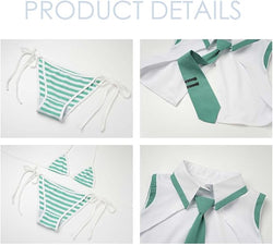 Image of Anime fun lingerie sexy split green uniform cosplay Halloween carnival party atmosphere gift - Set Items / One Size