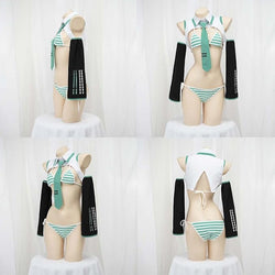 Image of Anime fun lingerie sexy split green uniform cosplay Halloween carnival party atmosphere gift - Set Items / One Size