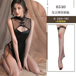 Image of Antique slit sexy underwear small breasts show big battle robe cheongsam uniform temptation pajama set passion 6540
