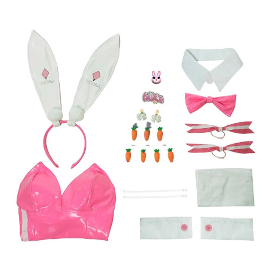 ROLECOS Nikke Goddess of Victory Folkwang Mary Alice Soda Bunny Rabbit Cosplay Costume Women Dress Halloween Outfit Fullset