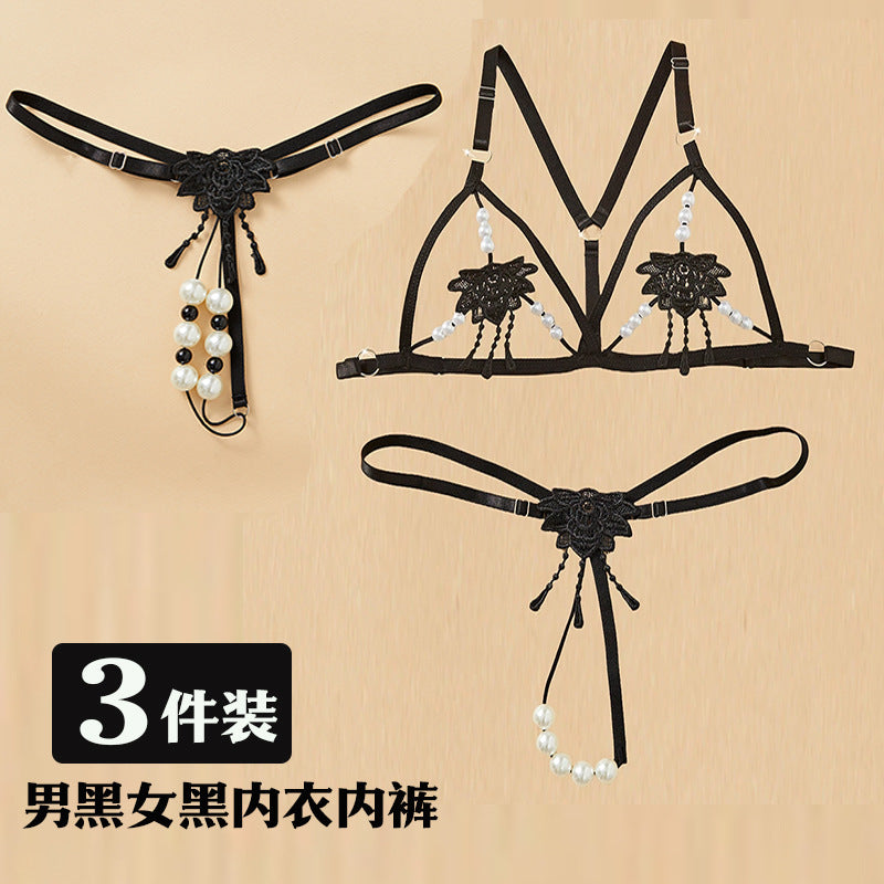 Couple underwear underwear ascetic high-end sense 2025 new one-man and female couple three-point erotic underwear