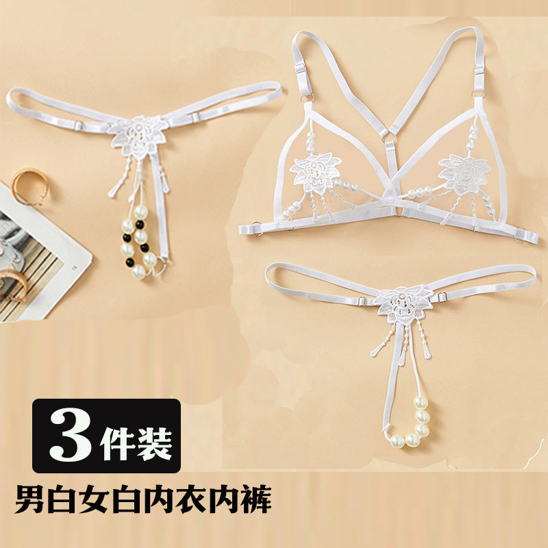 Couple underwear underwear ascetic high-end sense 2025 new one-man and female couple three-point erotic underwear - 3