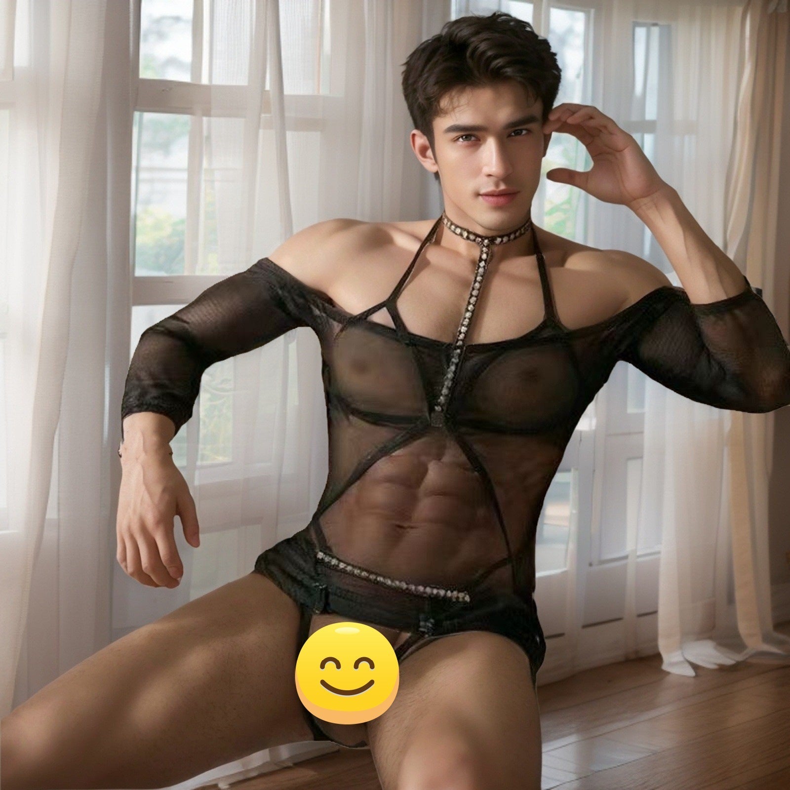 Cross-border foreign trade men’s erotic underwear passionate pajamas men’s SM bondage bondage uniform men gay jumpsuit