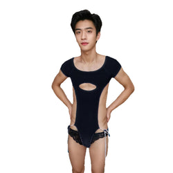 Image of Cross-border foreign trade men’s sexy sweaters beautiful men lace-up hollow uniforms nightclub male model GAY flirting