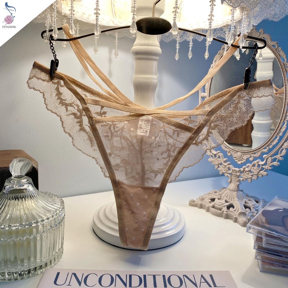 Image of Cut-out lace polka dot jacquard mesh T-pants female hot sexy seduction cross thin strap pure desire erotic thong