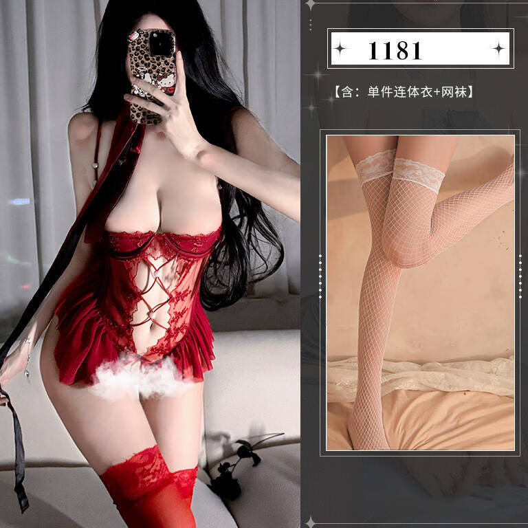 Image of Enchanting erotic lingerie sexy lesbian court vest small boobs gathered pajamas free to take off passion suit female