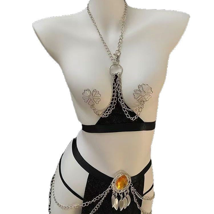 Image of Erotic egyptian queen sexy bunny girl uniform metal slit maxi dress exotic sexy suit - Sexy lingerie