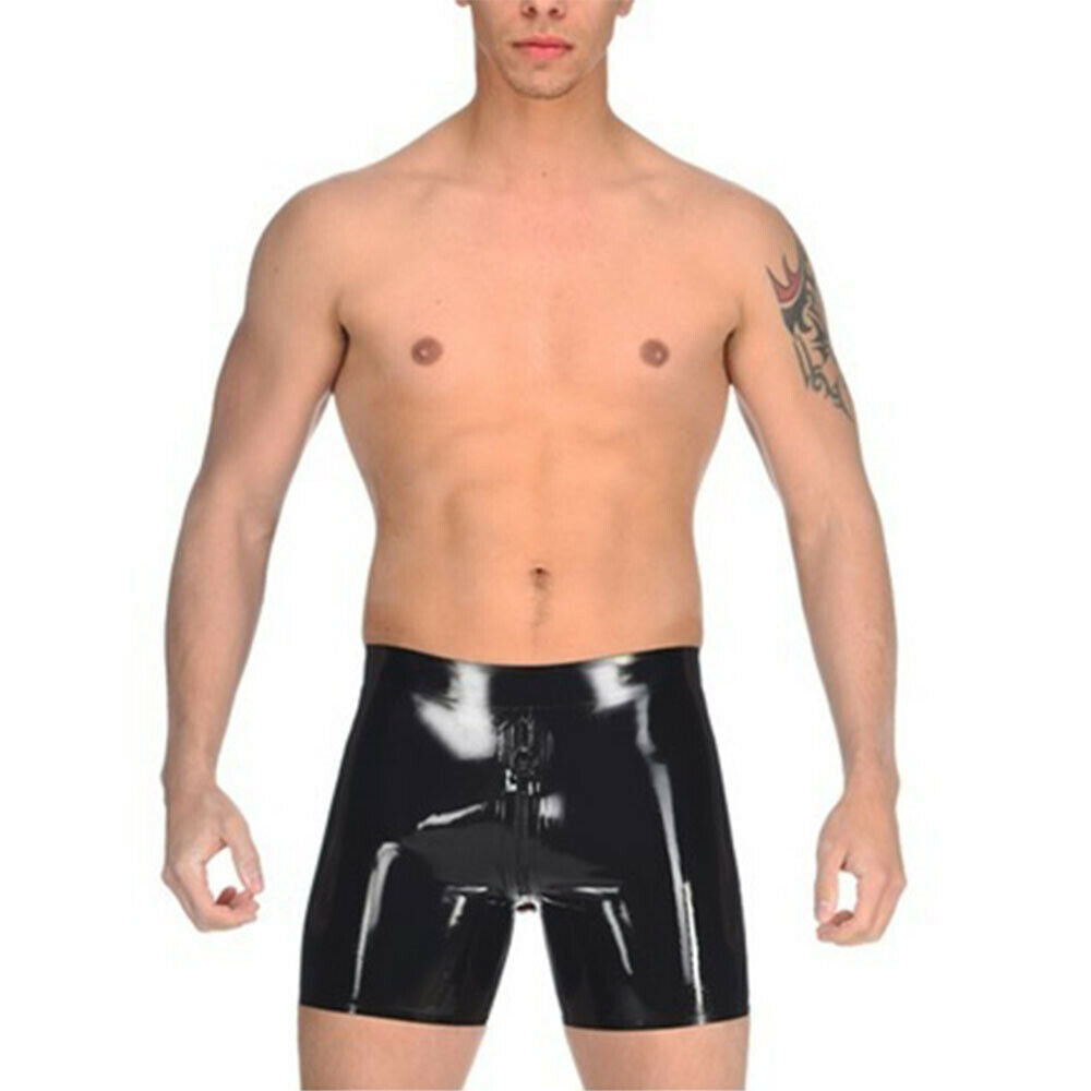 Erotic latex panties black sexy adult products latex gay underwear sex shorts men’s panties - S - Sexy lingerie