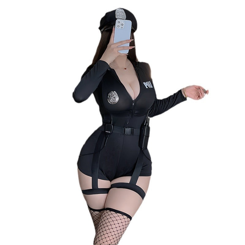 Erotic lingerie European and American style royal sister policewoman cos sexy night scene uniform set seductive flight