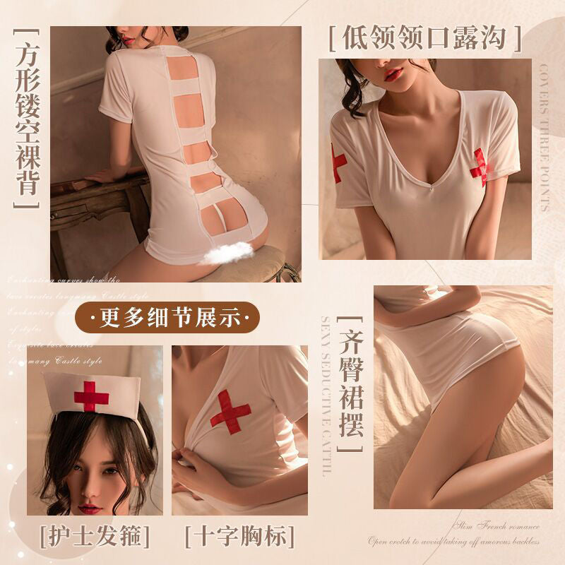 Image of erotic lingerie open crotch free to take off nurse outfit hot uniform passion suit sexy sex pure pajamas bed sao 86
