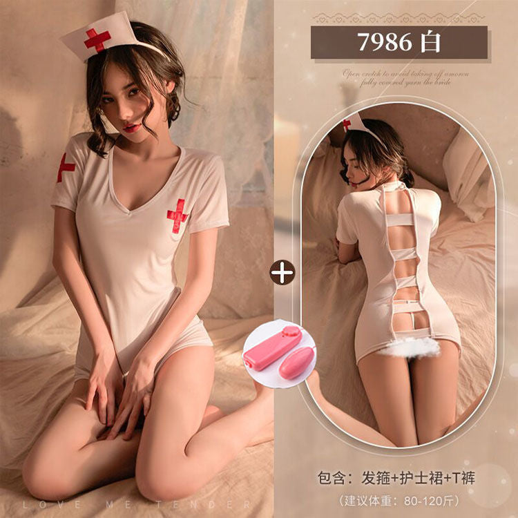 Image of erotic lingerie open crotch free to take off nurse outfit hot uniform passion suit sexy sex pure pajamas bed sao 86