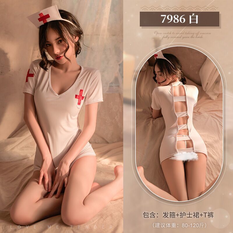 erotic lingerie open crotch free to take off nurse outfit hot uniform passion suit sexy sex pure pajamas bed sao 86