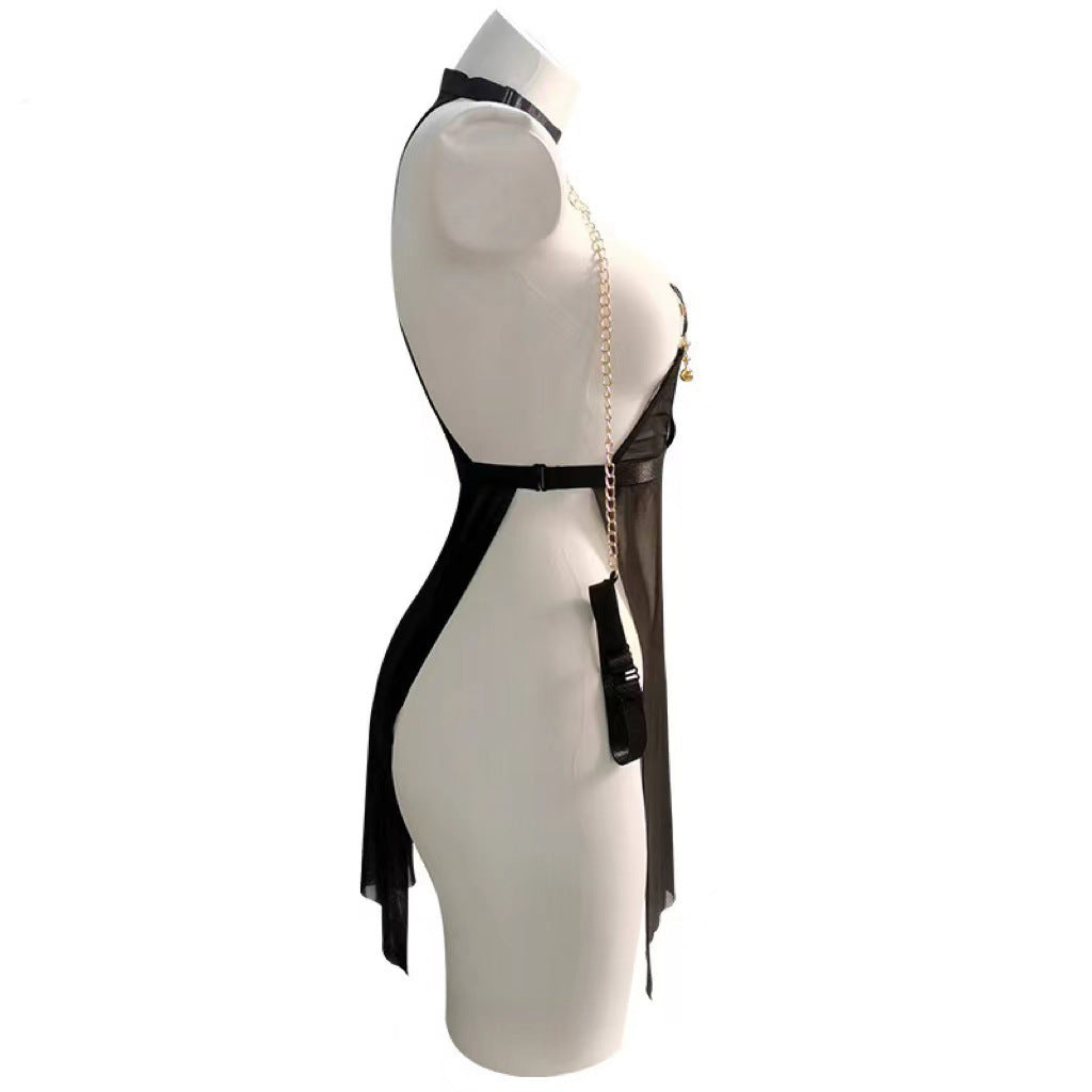 Erotic lingerie sexy mesh see-through uniform temptation leakage passion free SM bed robe female cutout bondage - Sexy