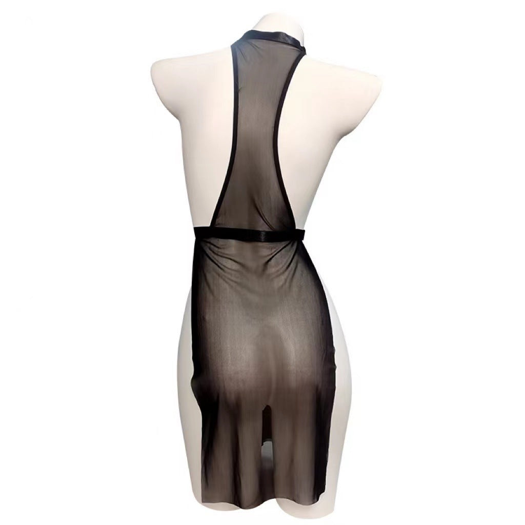 Image of Erotic lingerie sexy mesh see-through uniform temptation leakage passion free SM bed robe female cutout bondage - Sexy