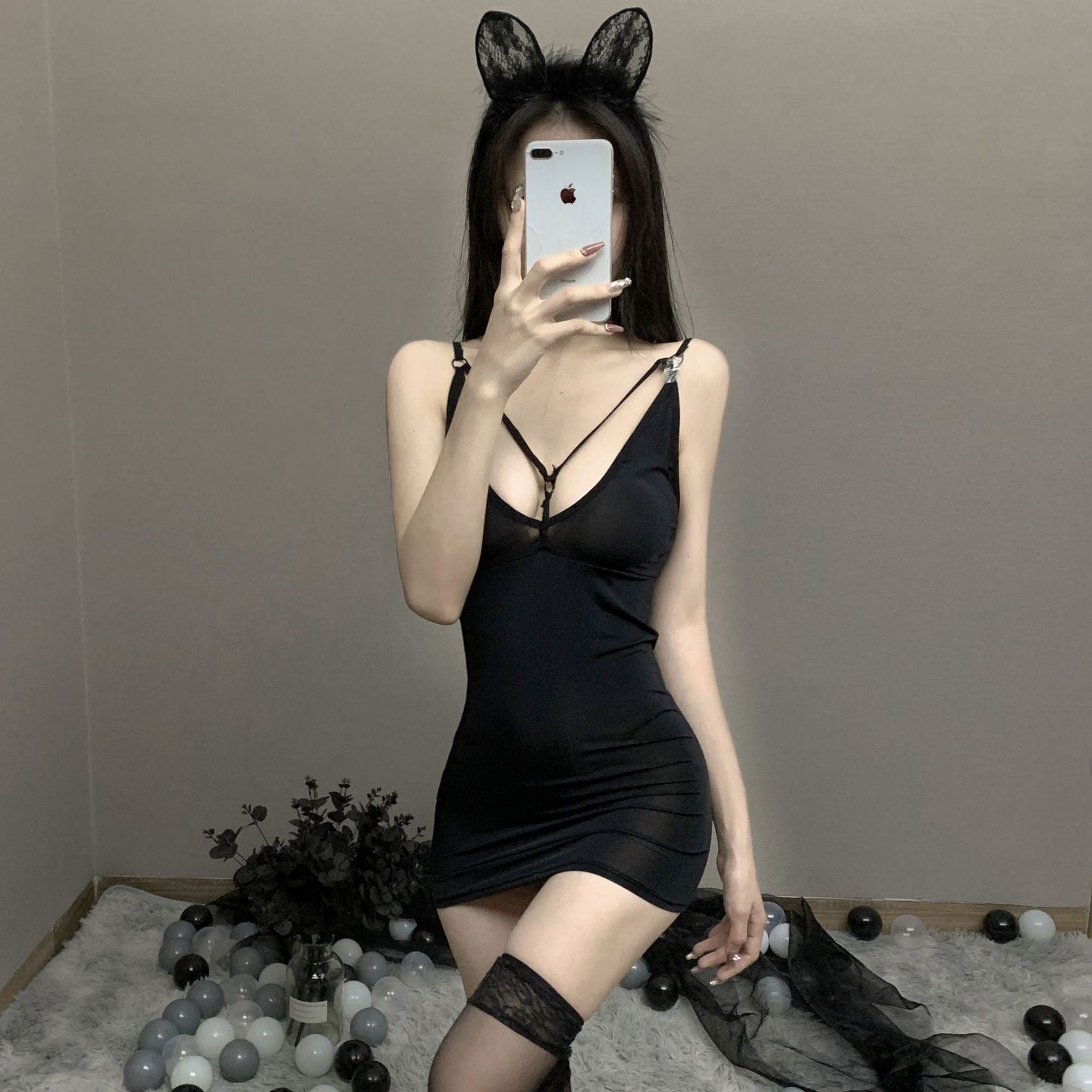 Image of erotic lingerie sexy passion goods midnight charm flirty pajamas secretary hip skirt bed uniform seduction woman