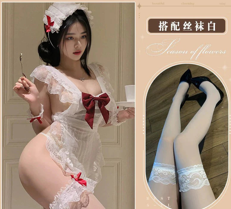 Image of erotic lingerie sexy uniform pajamas seduction clothes free to take off flirting hot passion bed set midnight glamour